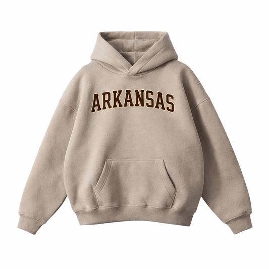 Collection 1 Arkansas Oversize Fleeced Hoodie - Gray Apricot front