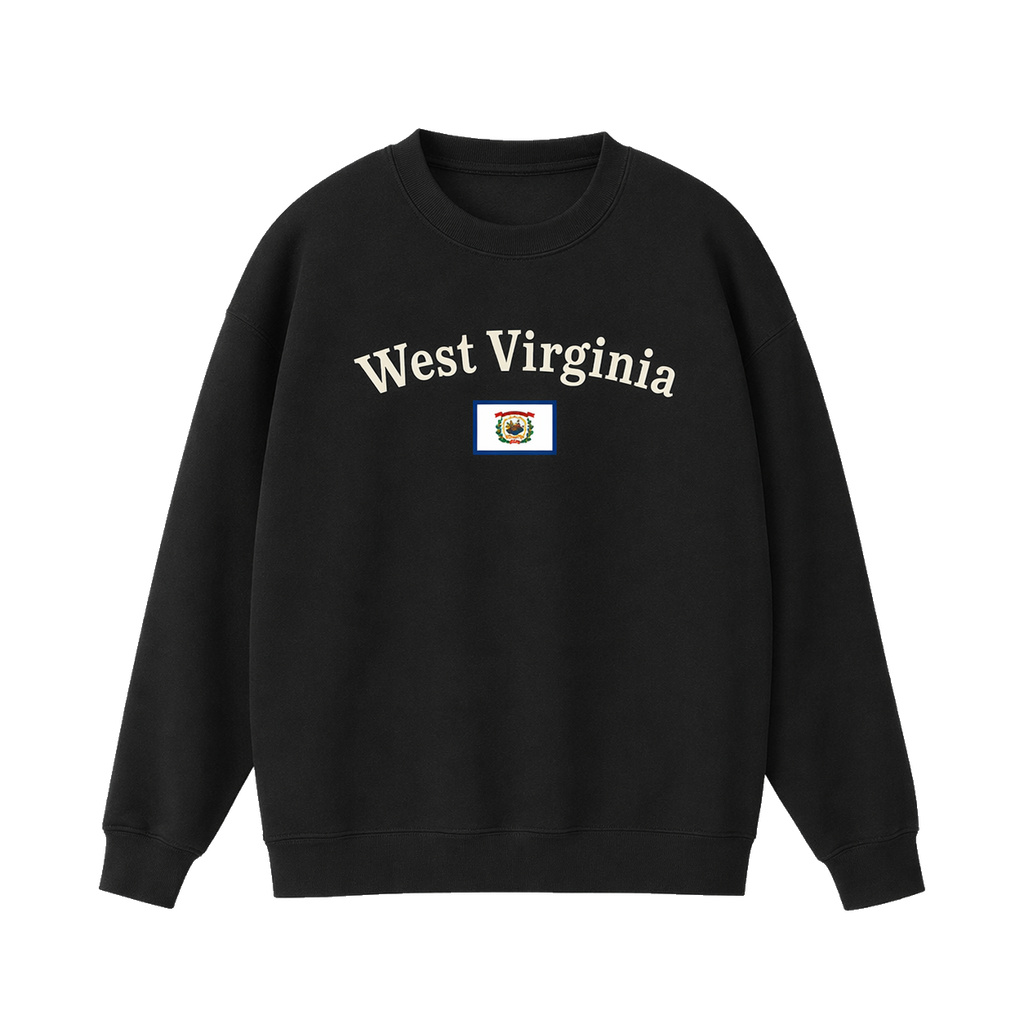 Collection 6 West Virginia Essential Heavyweight Crewneck Sweatshirt - Black front