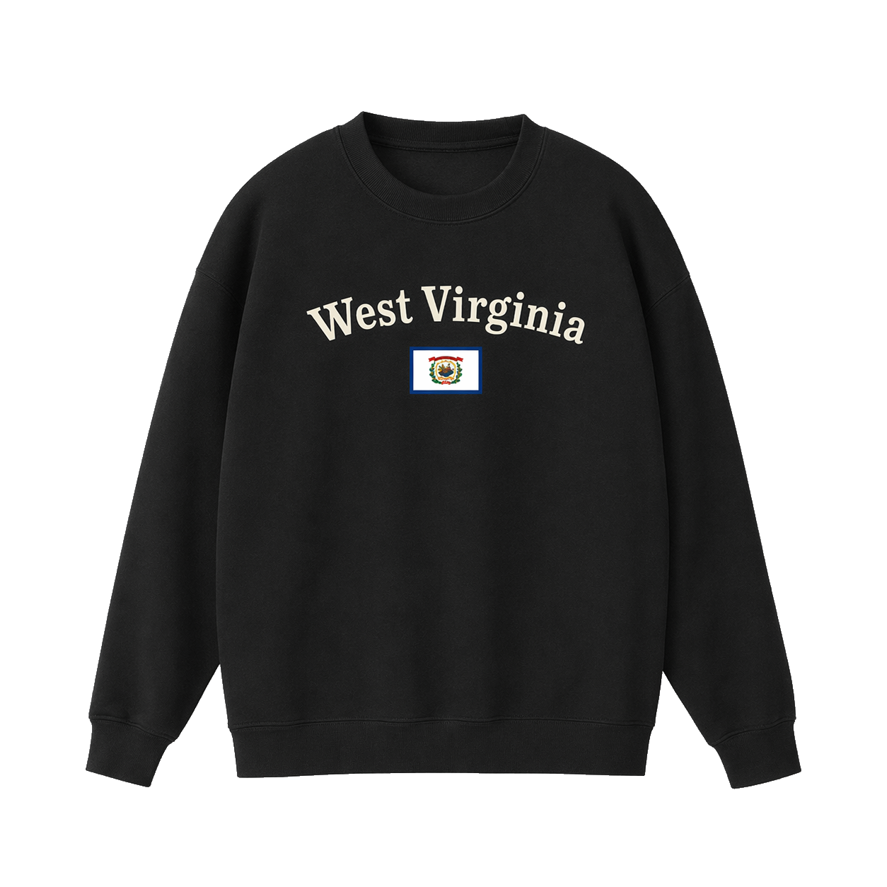 Collection 6 West Virginia Essential Heavyweight Crewneck Sweatshirt - Black front