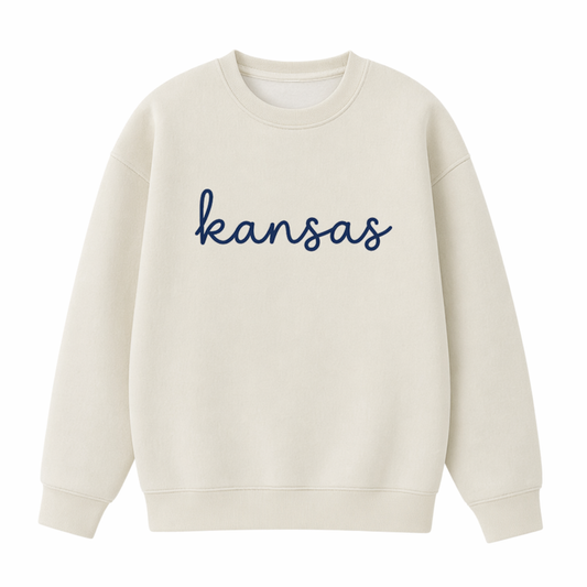 Collection 3 Kansas Essential Heavyweight Crewneck Sweatshirt - Cream front