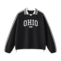 Collection 4 Ohio Contrast Striped Lapel Collar Sweatshirt - Black front