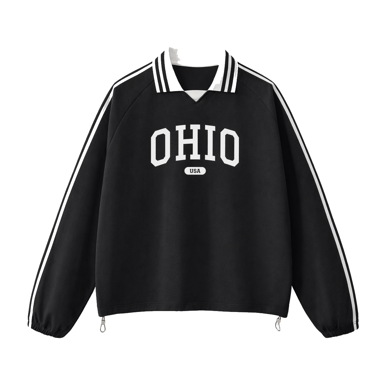 Collection 4 Ohio Contrast Striped Lapel Collar Sweatshirt - Black front