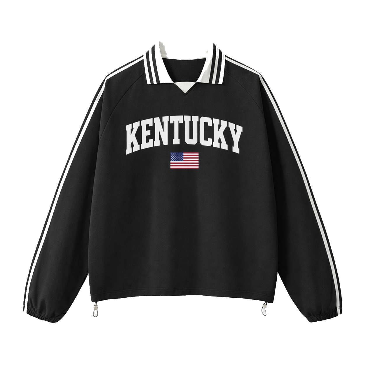 Collection 2 Kentucky Contrast Striped Lapel Collar Sweatshirt - Black front