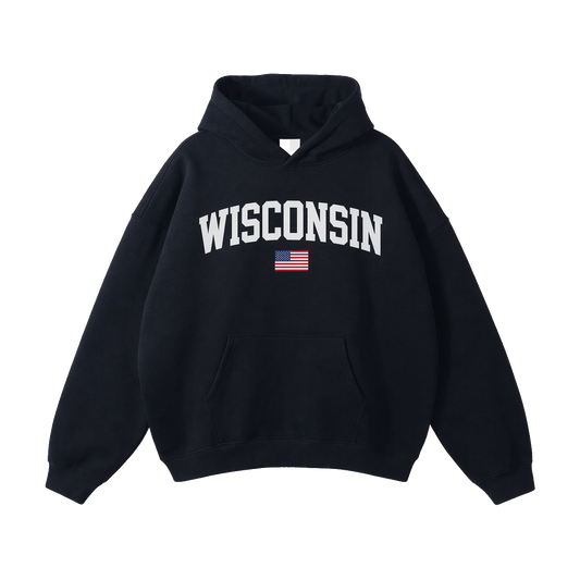 Collection 2 Wisconsin Oversize Fleeced Hoodie - Black front
