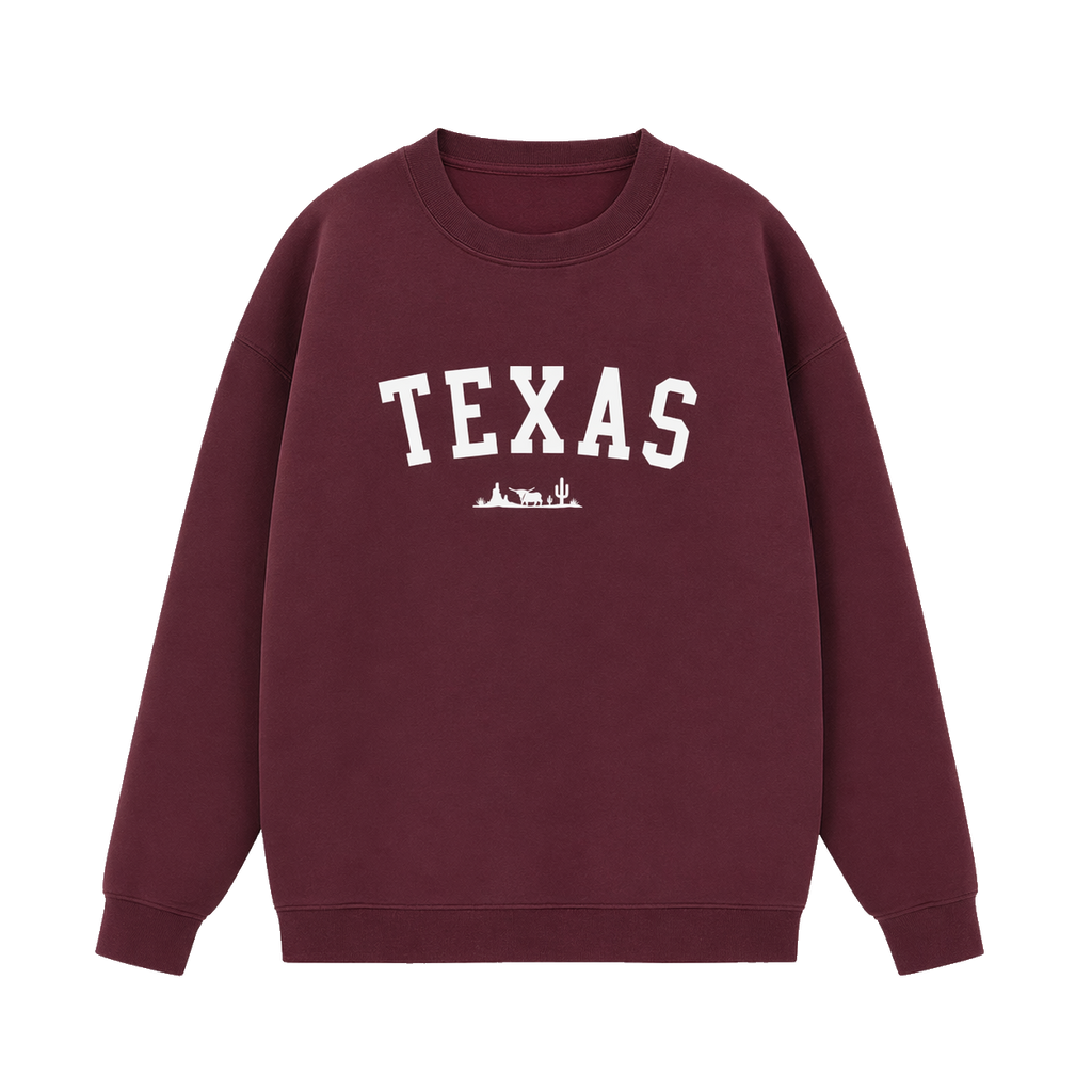 Collection 9 Texas Essential Heavyweight Crewneck Sweatshirt - Dull Red front