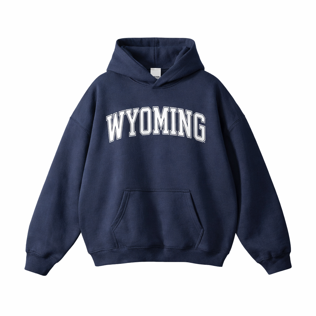 Collection 1 Wyoming Oversize Fleeced Hoodie - Navy Blue front
