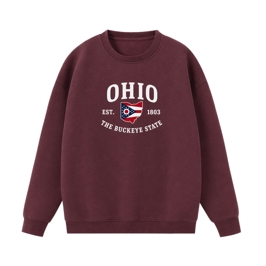 Collection 8 Ohio Essential Heavyweight Crewneck Sweatshirt - Dull Red front