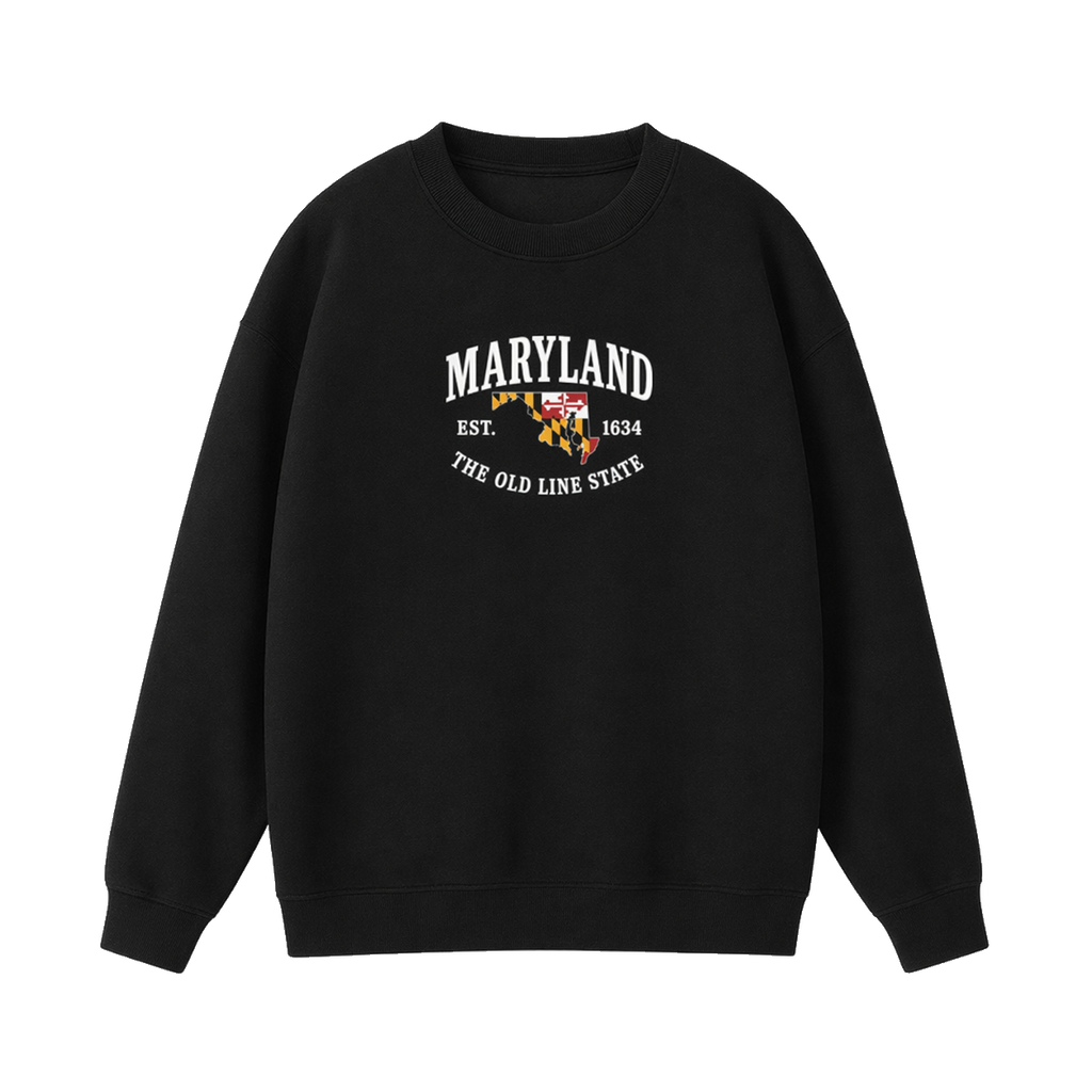 Collection 8 Maryland Essential Heavyweight Crewneck Sweatshirt - Black front