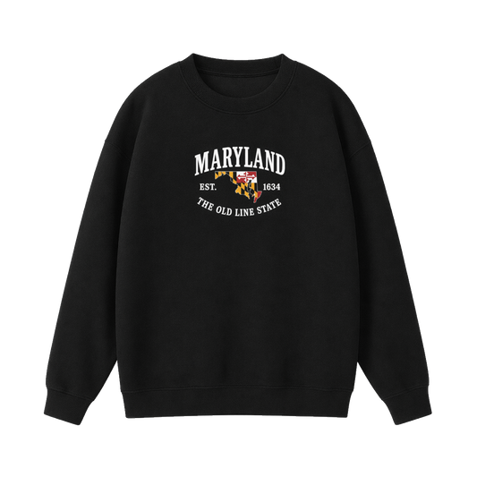 Collection 8 Maryland Essential Heavyweight Crewneck Sweatshirt - Black front