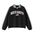 Collection 2 North Dakota Contrast Striped Lapel Collar Sweatshirt - Black front