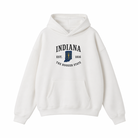 Collection 8 Indiana Oversize Fleeced Hoodie - White front
