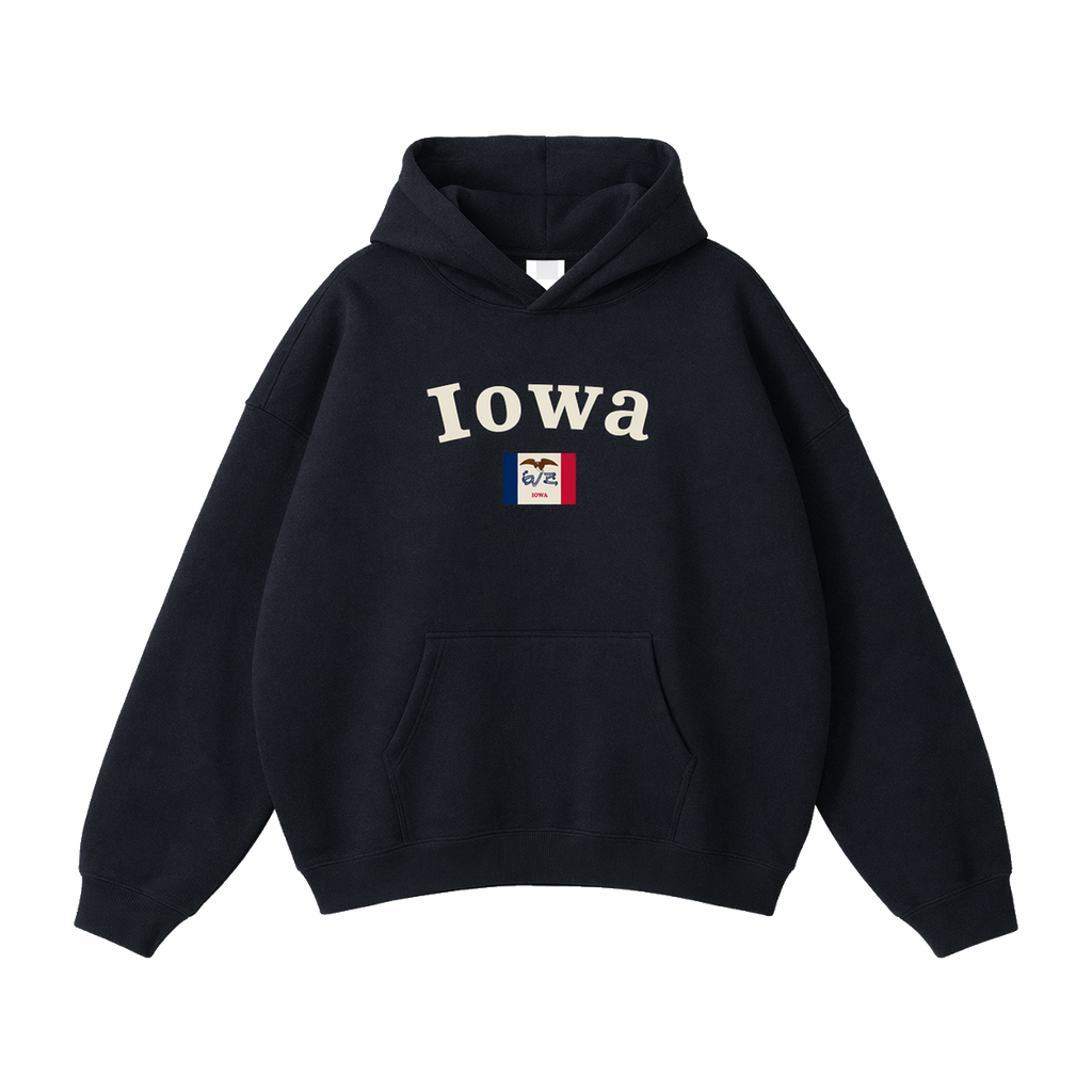 Collection 6 Iowa Oversize Fleeced Hoodie - Black front