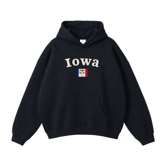 Collection 6 Iowa Oversize Fleeced Hoodie - Black front