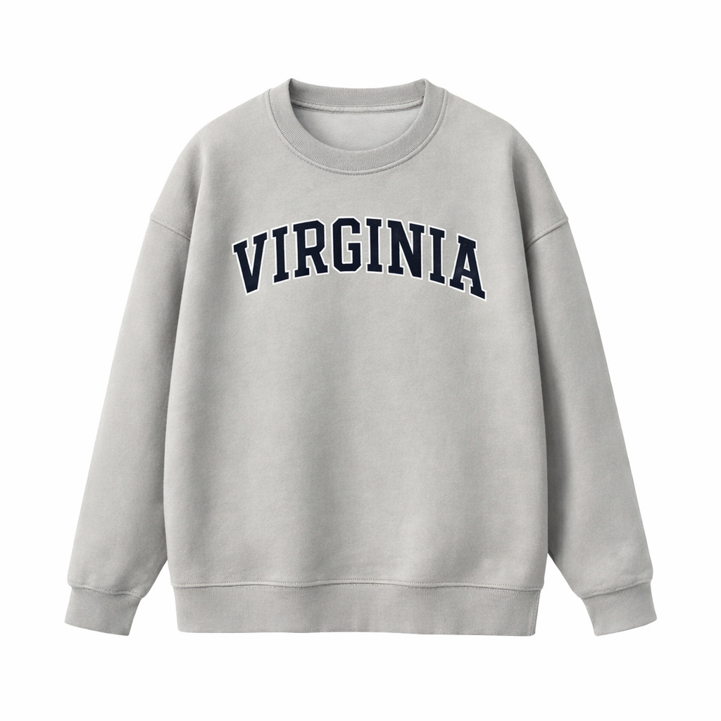 Collection 1 Virginia Essential Heavyweight Crewneck Sweatshirt - Gray front