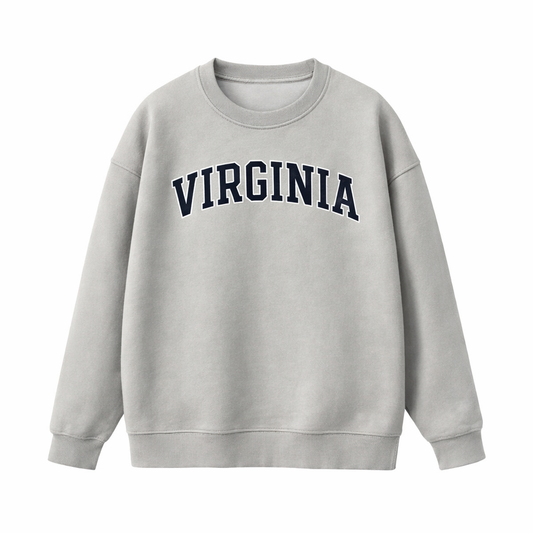Collection 1 Virginia Essential Heavyweight Crewneck Sweatshirt - Gray front