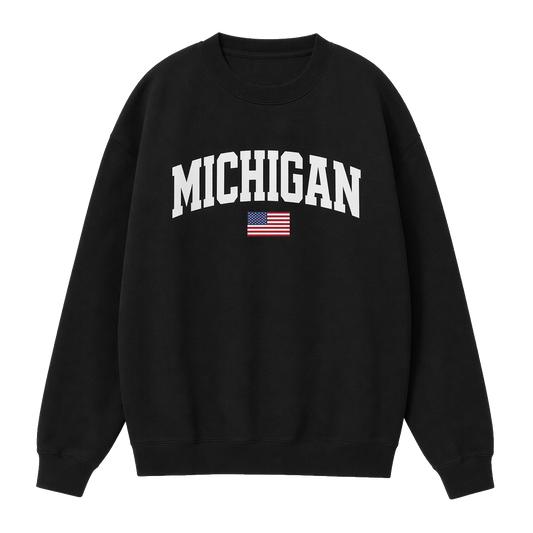 Collection 2 Michigan Essential Heavyweight Crewneck Sweatshirt - Black front