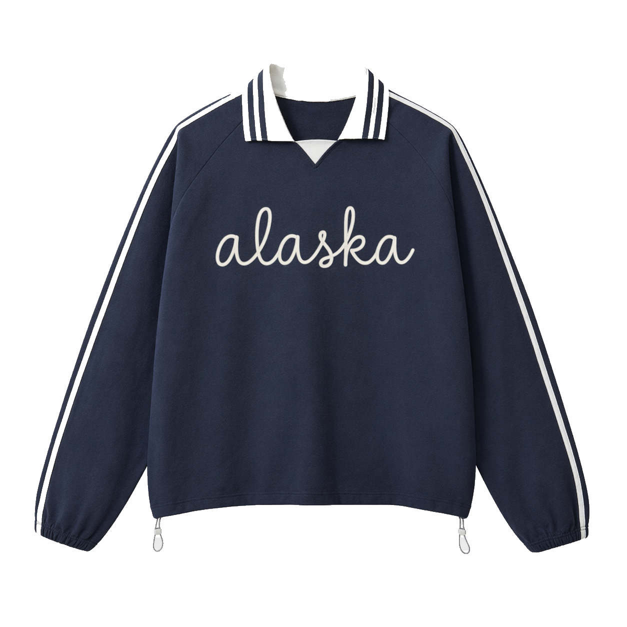 Collection 3 Alaska Contrast Striped Lapel Collar Sweatshirt - Royal Blue front