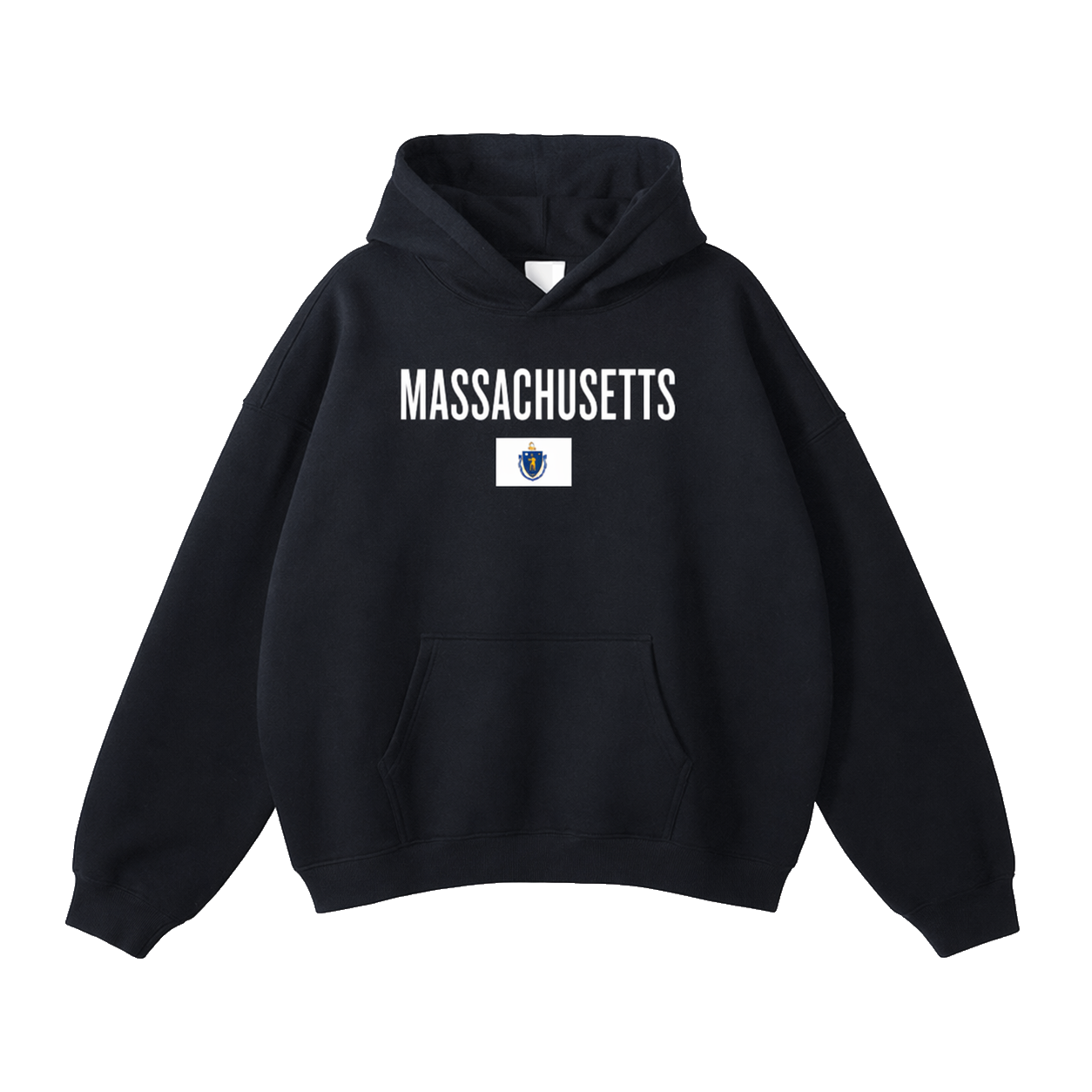 Collection 7 Massachusetts Oversize Fleeced Hoodie - Black front