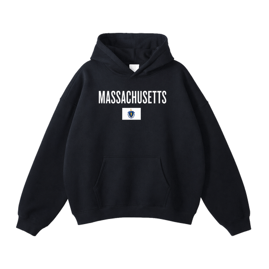 Collection 7 Massachusetts Oversize Fleeced Hoodie - Black front