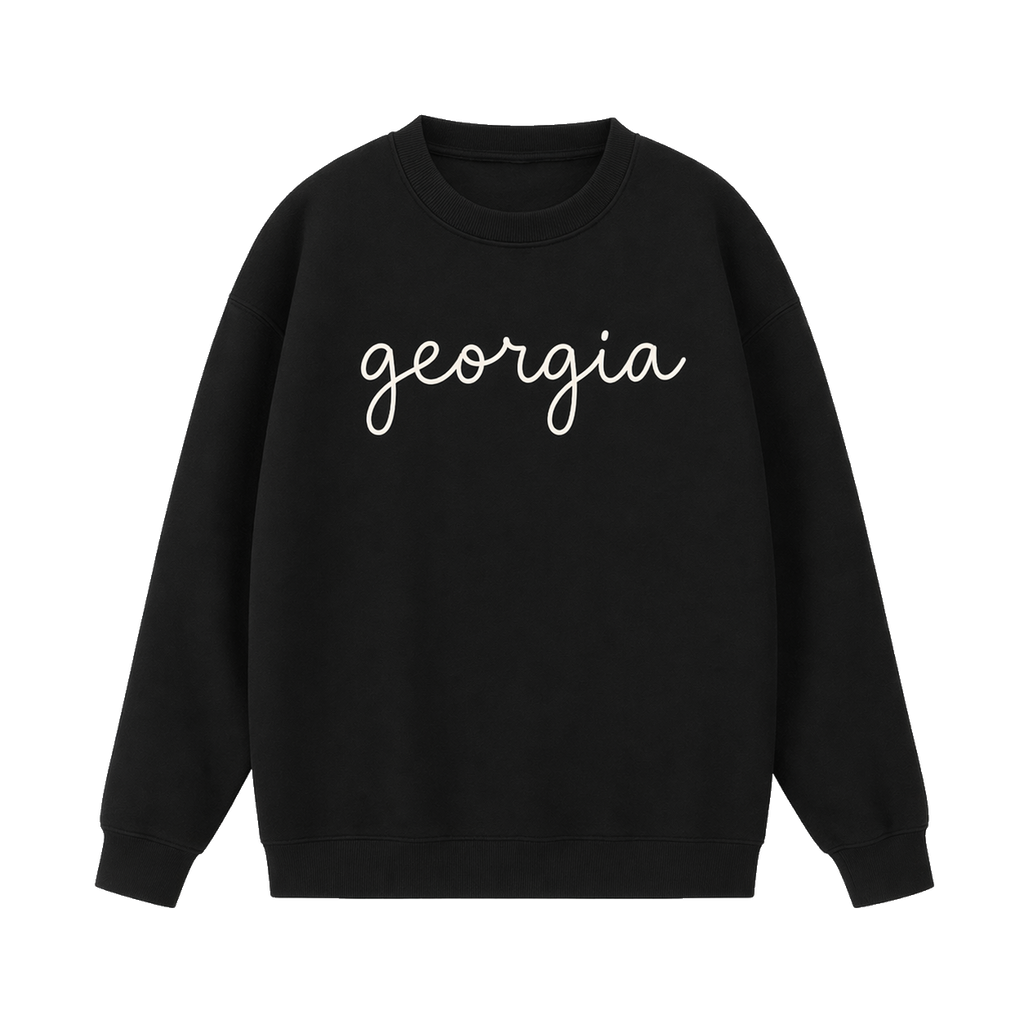 Collection 3 Georgia Essential Heavyweight Crewneck Sweatshirt - Black front