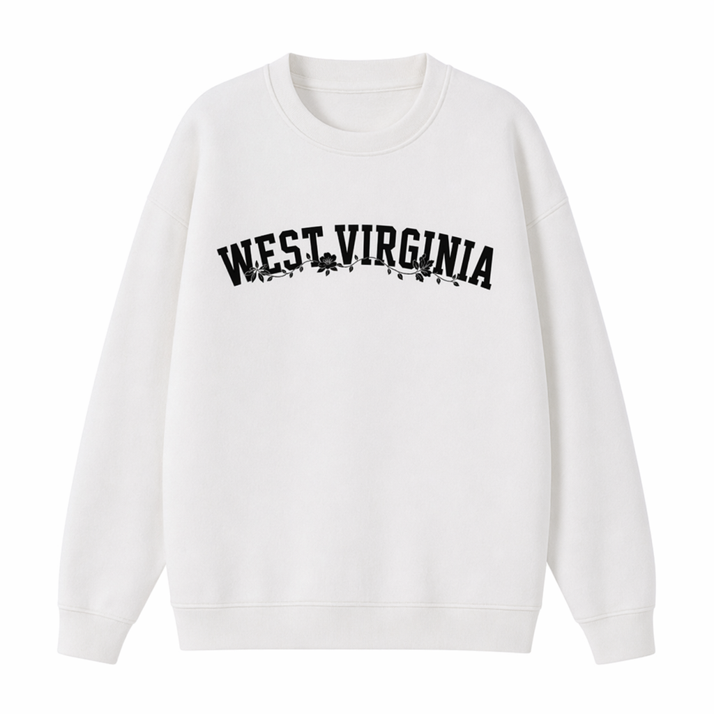 Collection 10 West Virginia Essential Heavyweight Crewneck Sweatshirt - White front