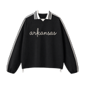 Collection 3 Arkansas Contrast Striped Lapel Collar Sweatshirt - Black front