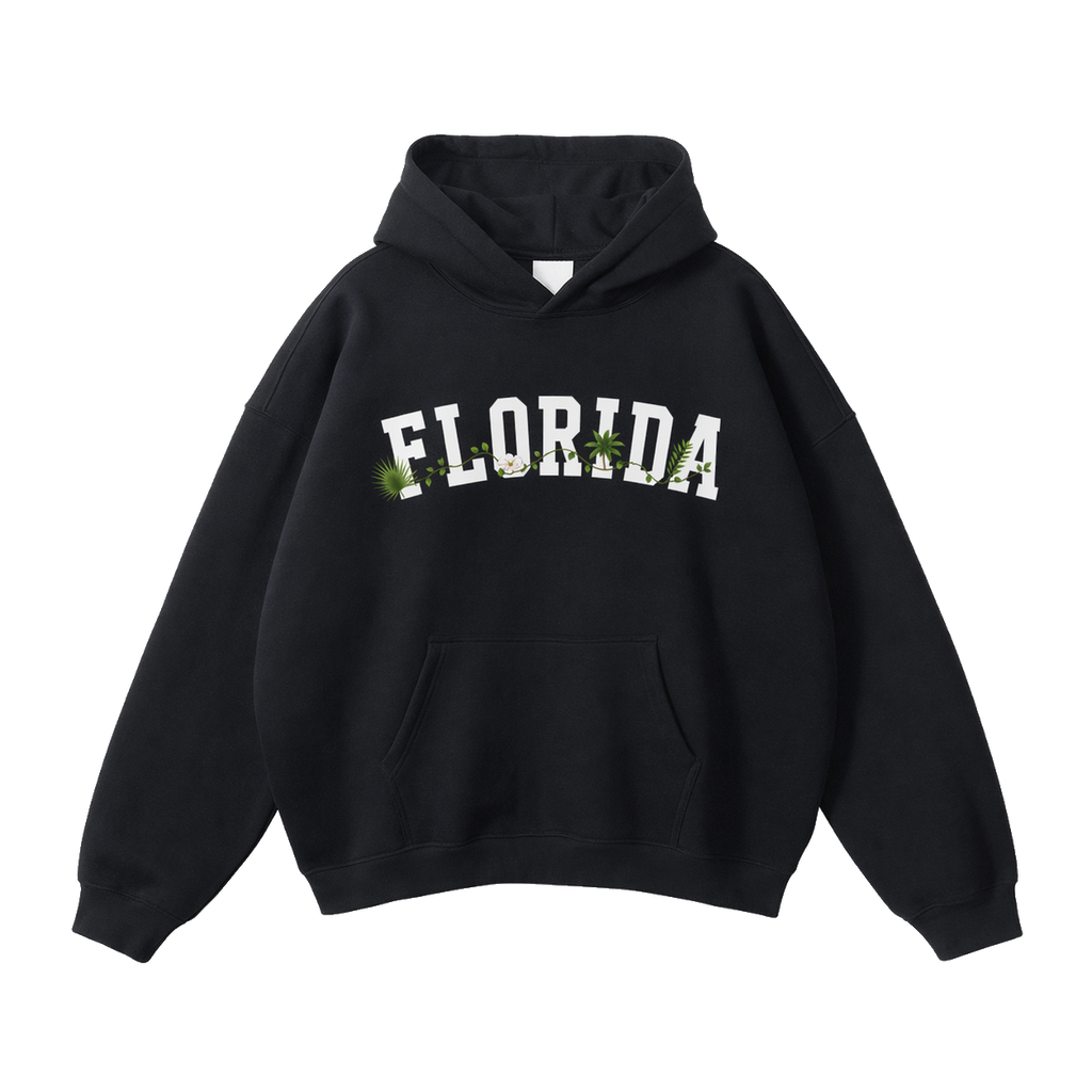 Collection 10 Florida Oversize Fleeced Hoodie - Black front