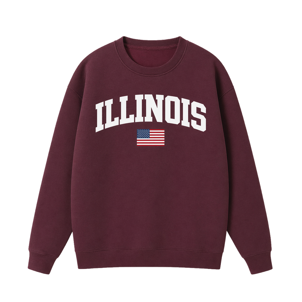 Collection 2 Illinois Essential Heavyweight Crewneck Sweatshirt - Dull Red front