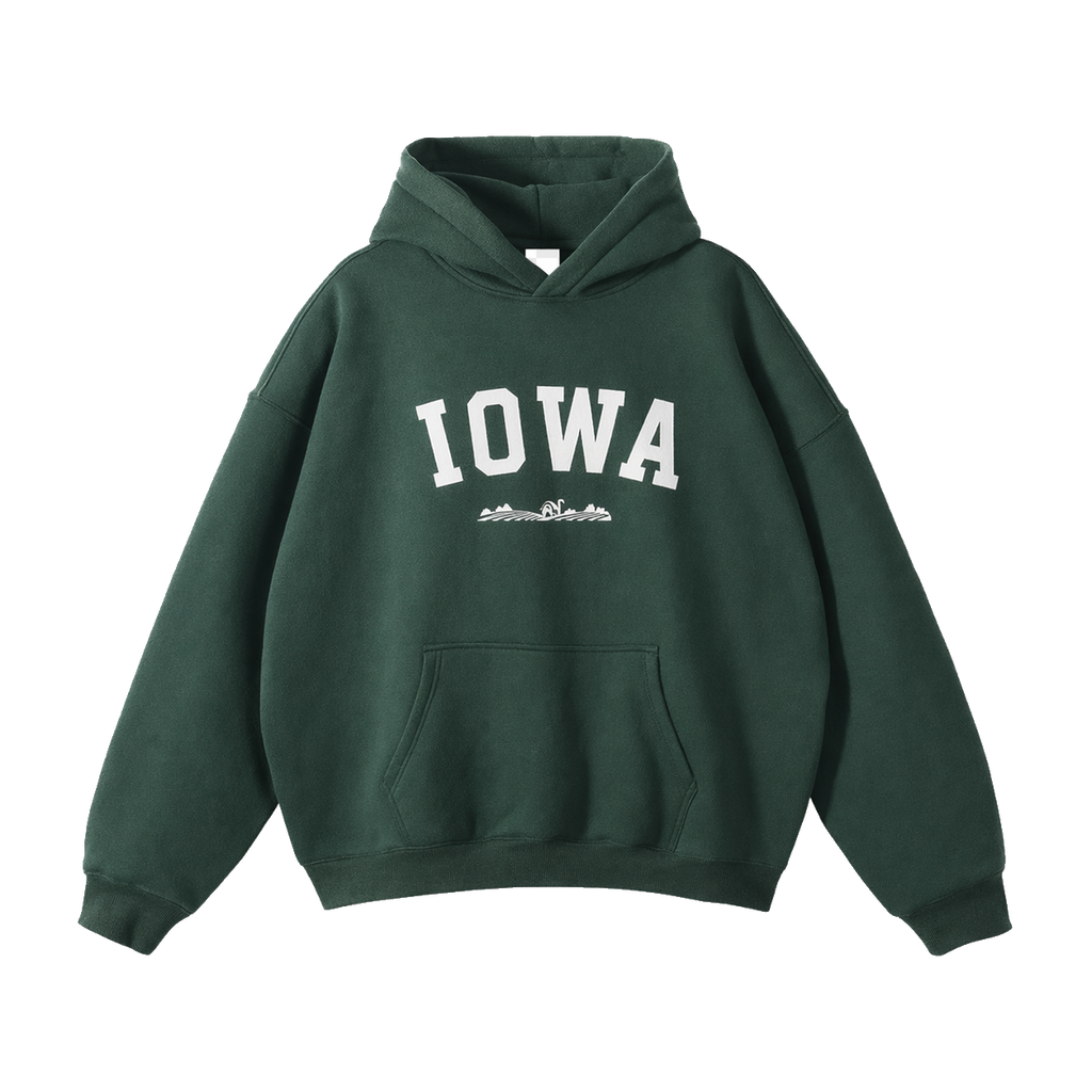 Collection 9 Iowa Oversize Fleeced Hoodie - Eden Green front