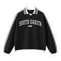 Collection 4 South Dakota Contrast Striped Lapel Collar Sweatshirt - Black front