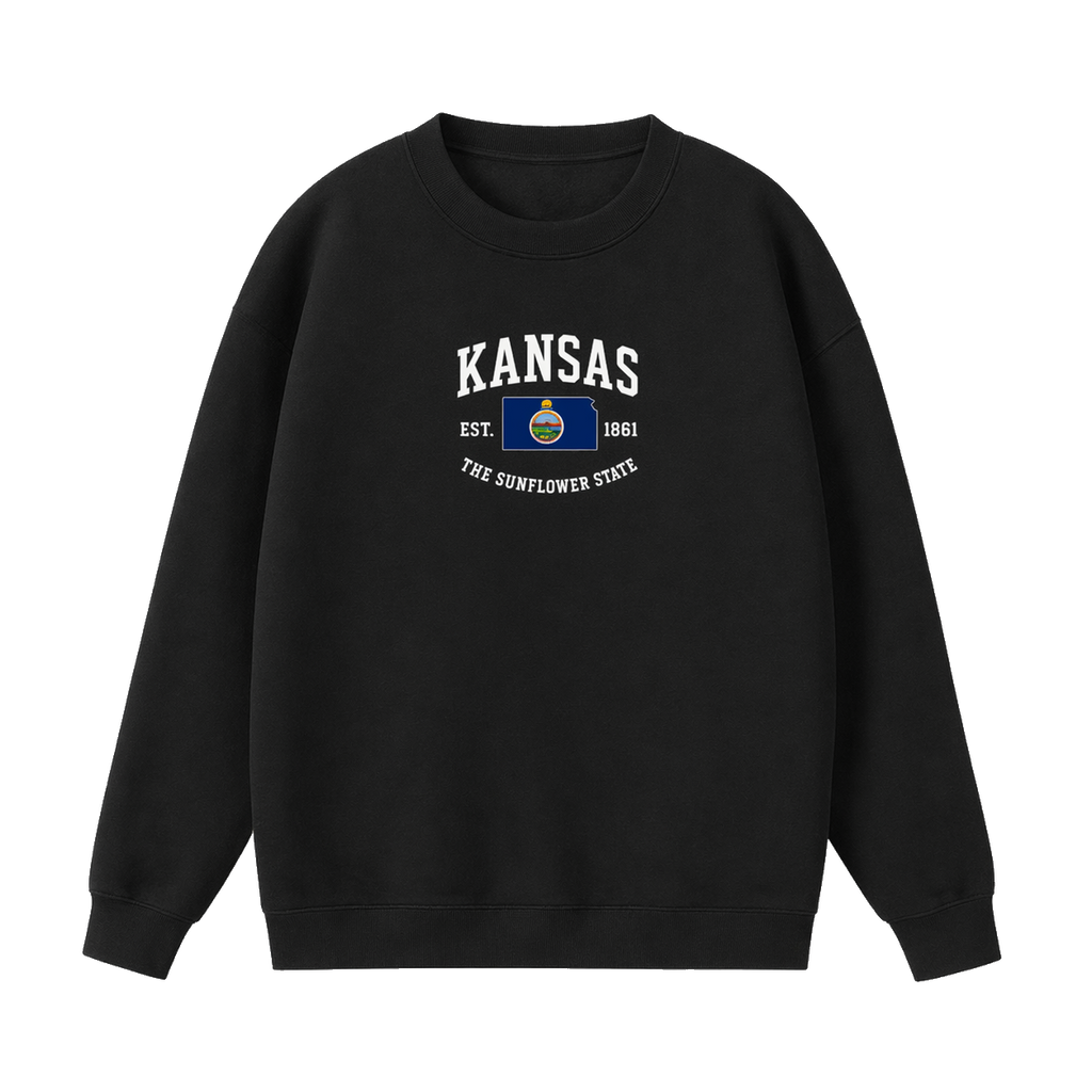 Collection 8 Kansas Essential Heavyweight Crewneck Sweatshirt - Black front