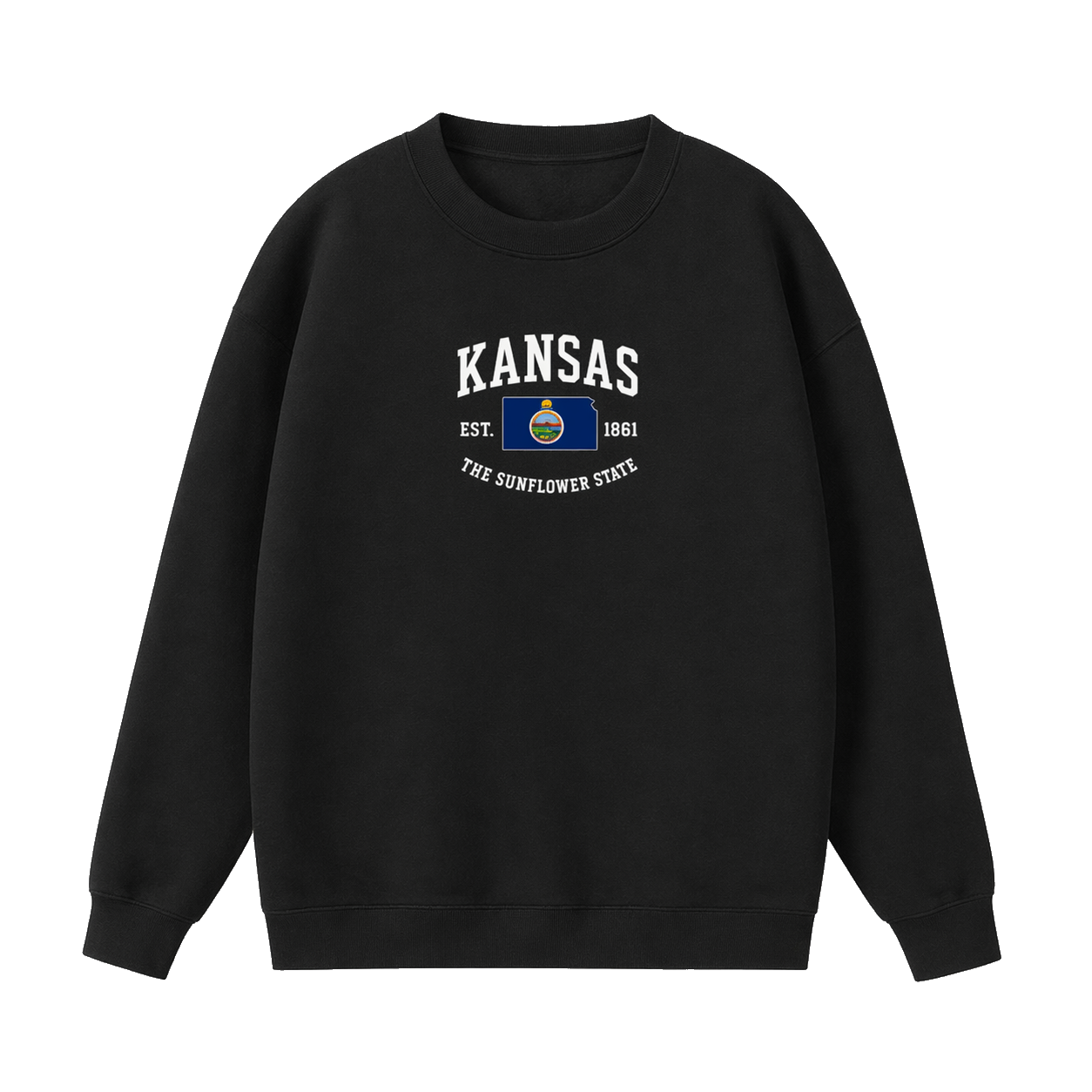 Collection 8 Kansas Essential Heavyweight Crewneck Sweatshirt - Black front