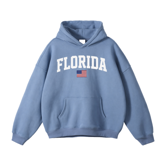 Collection 2 Florida Oversize Fleeced Hoodie - Medium Blue front