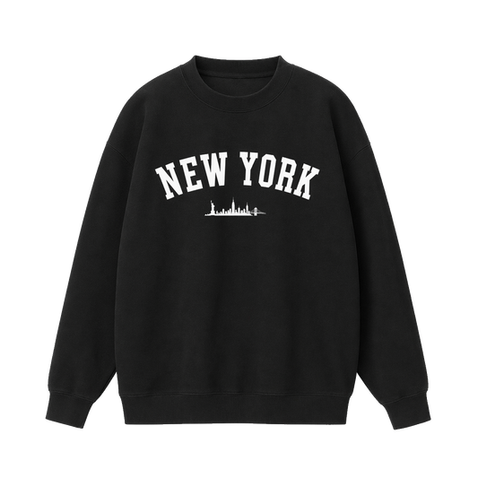 Collection 9 New York Essential Heavyweight Crewneck Sweatshirt - Black front