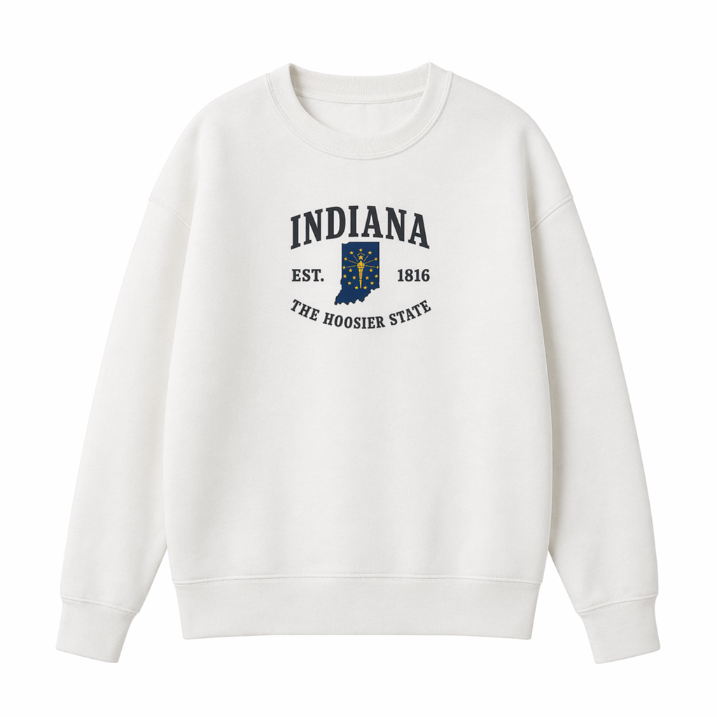 Collection 8 Indiana Essential Heavyweight Crewneck Sweatshirt - White front