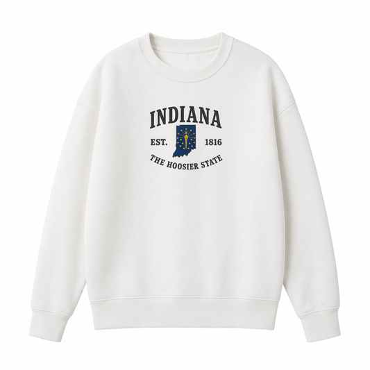 Collection 8 Indiana Essential Heavyweight Crewneck Sweatshirt - White front