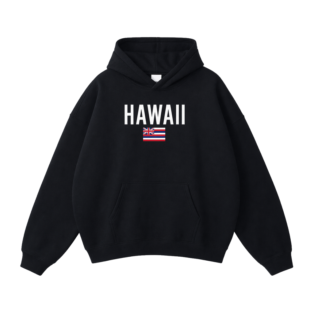 Collection 7 Hawaii Oversize Fleeced Hoodie - Black front