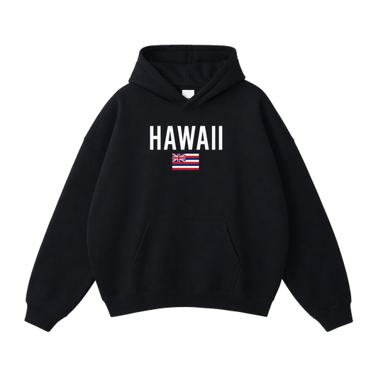 Collection 7 Hawaii Oversize Fleeced Hoodie - Black front
