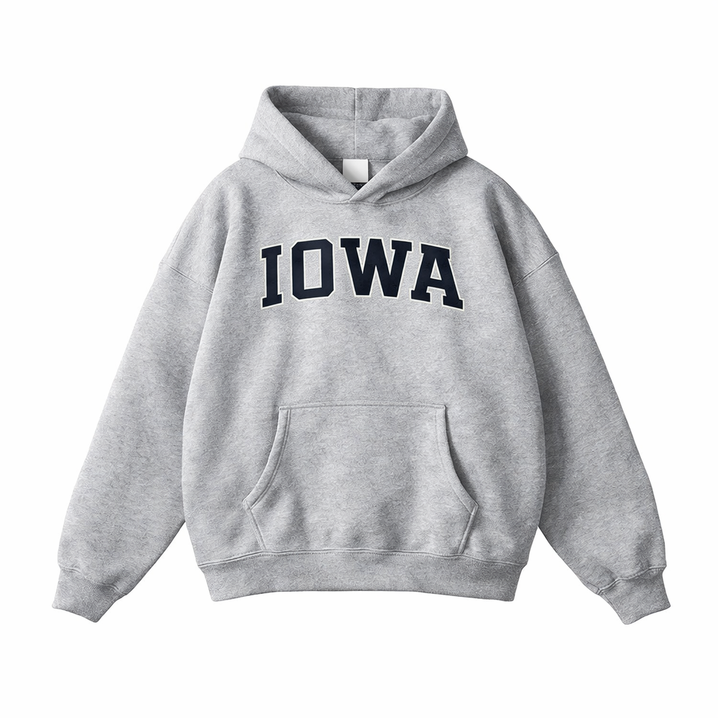 Collection 1 Iowa Oversize Fleeced Hoodie - Flower Gray front