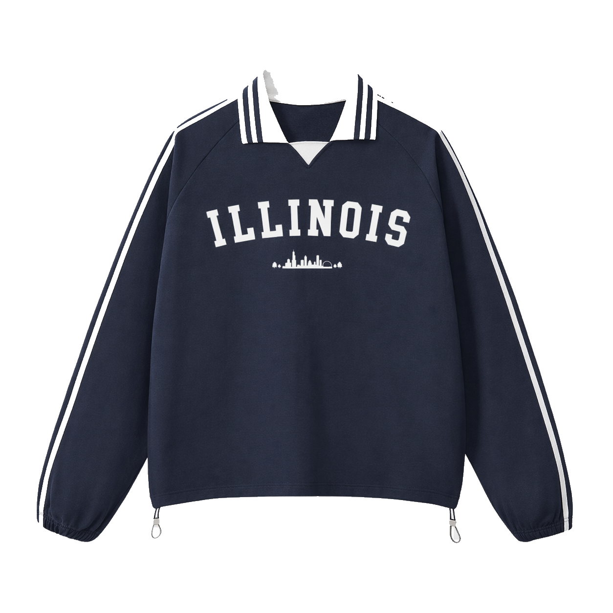 Collection 9 Illinois Contrast Striped Lapel Collar Sweatshirt - Royal Blue front