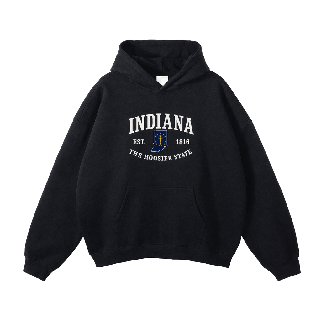 Collection 8 Indiana Oversize Fleeced Hoodie - Black front