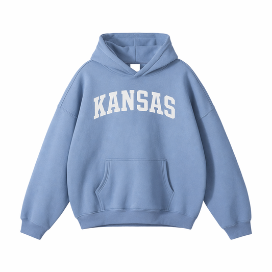 Collection 1 Kansas Oversize Fleeced Hoodie - Medium Blue front
