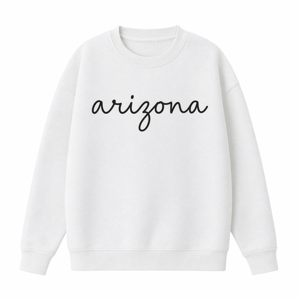 Collection 3 Arizona Essential Heavyweight Crewneck Sweatshirt - White front