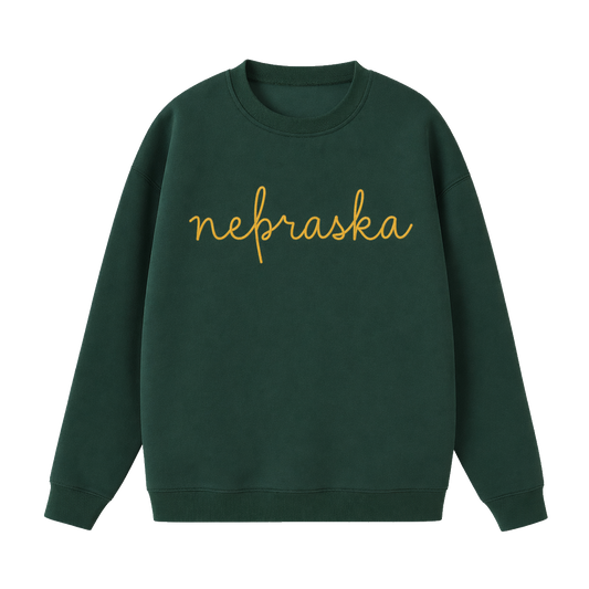 Collection 3 Nebraska Essential Heavyweight Crewneck Sweatshirt - Dark Green front