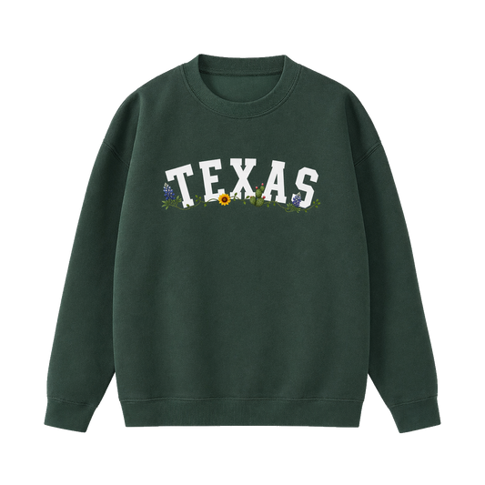 Collection 10 Texas Essential Heavyweight Crewneck Sweatshirt - Dark Green front