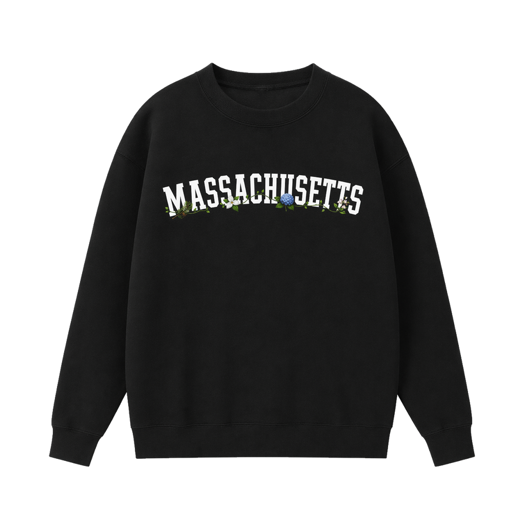 Collection 10 Massachusetts Essential Heavyweight Crewneck Sweatshirt - Black front