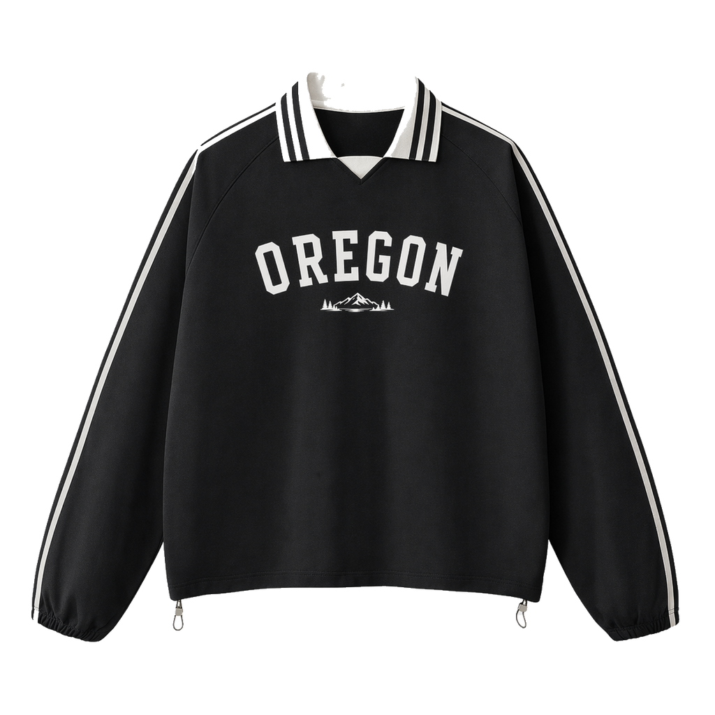 Collection 9 Oregon Contrast Striped Lapel Collar Sweatshirt - Black front