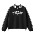 Collection 9 Oregon Contrast Striped Lapel Collar Sweatshirt - Black front