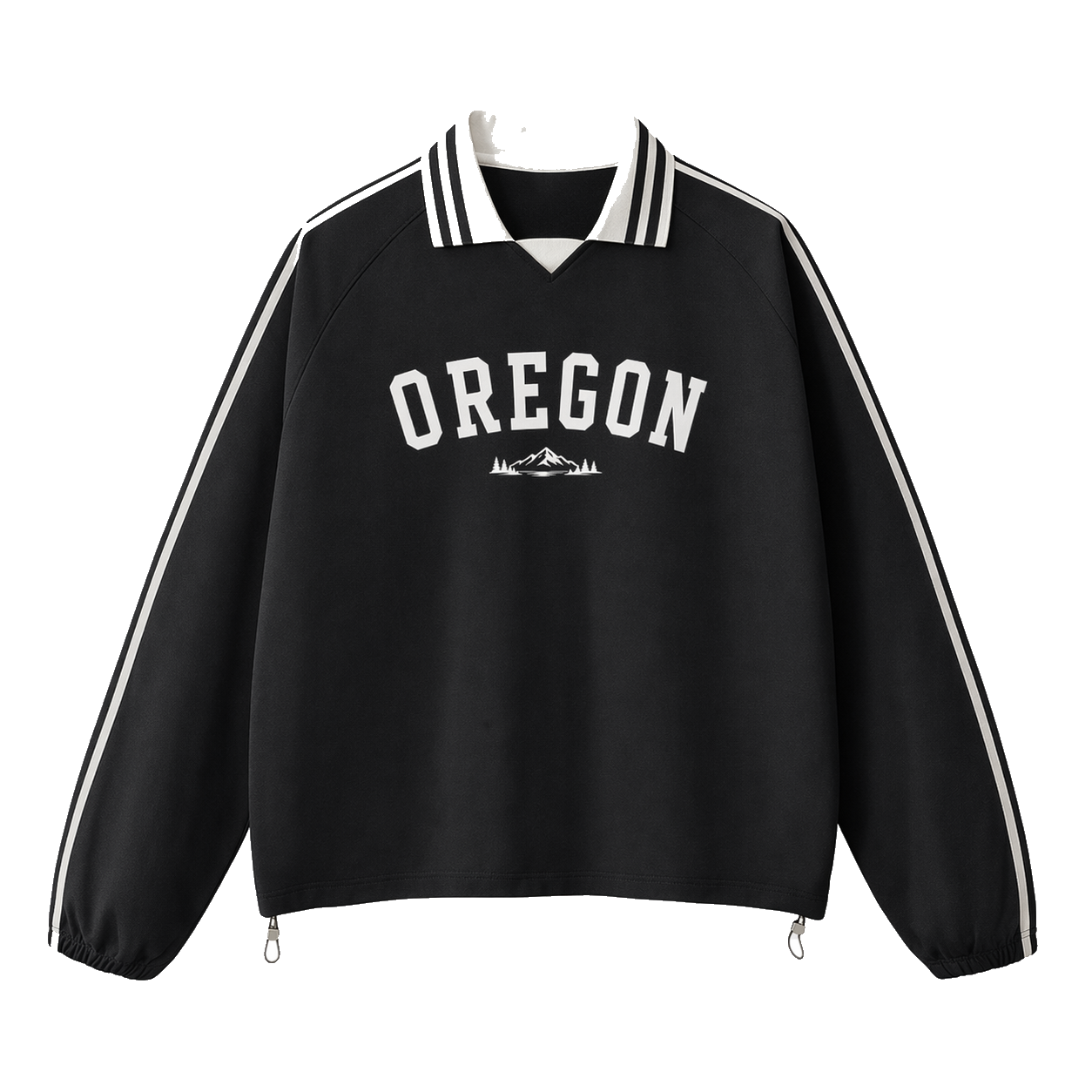Collection 9 Oregon Contrast Striped Lapel Collar Sweatshirt - Black front