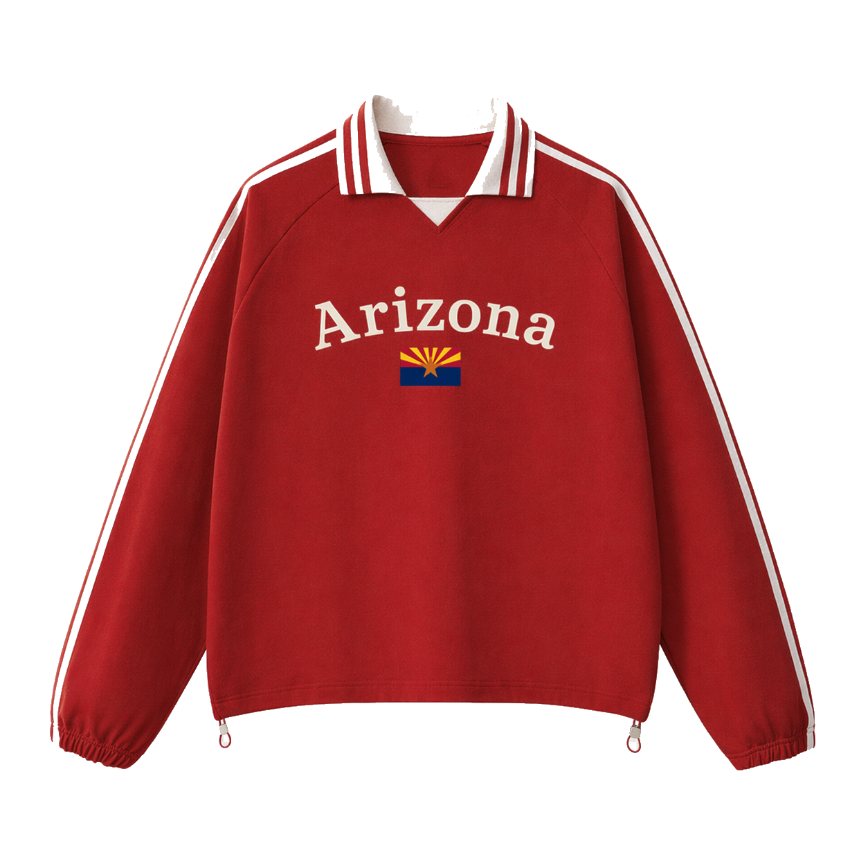 Collection 6 Arizona Contrast Striped Lapel Collar Sweatshirt - Red front